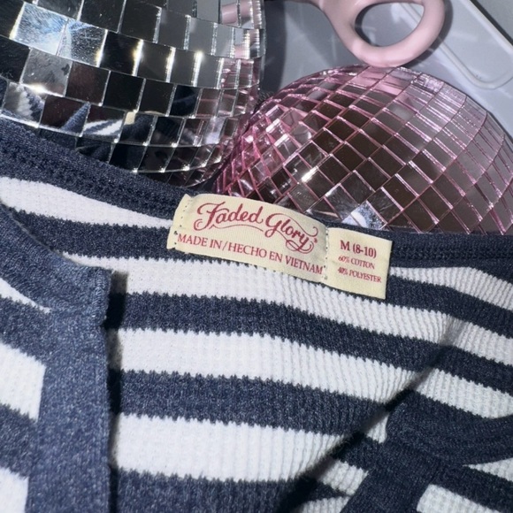 Navy Striped‎ Henley Top - Picture 6 of 6